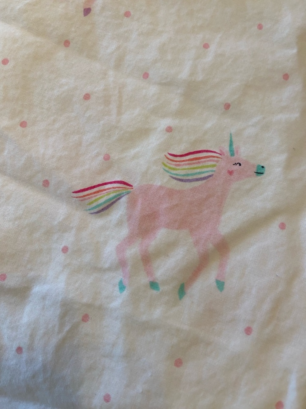 Pottery Barn Kids Organic Cotton Rainbow Unicorn Pink Dots Full Sheet Set - Picture 5 of 11